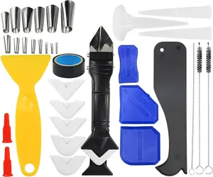 35 pcs 3 in 1 Caulking Sealant Finishing Tool Grout Scraper Replace Pads Great for
