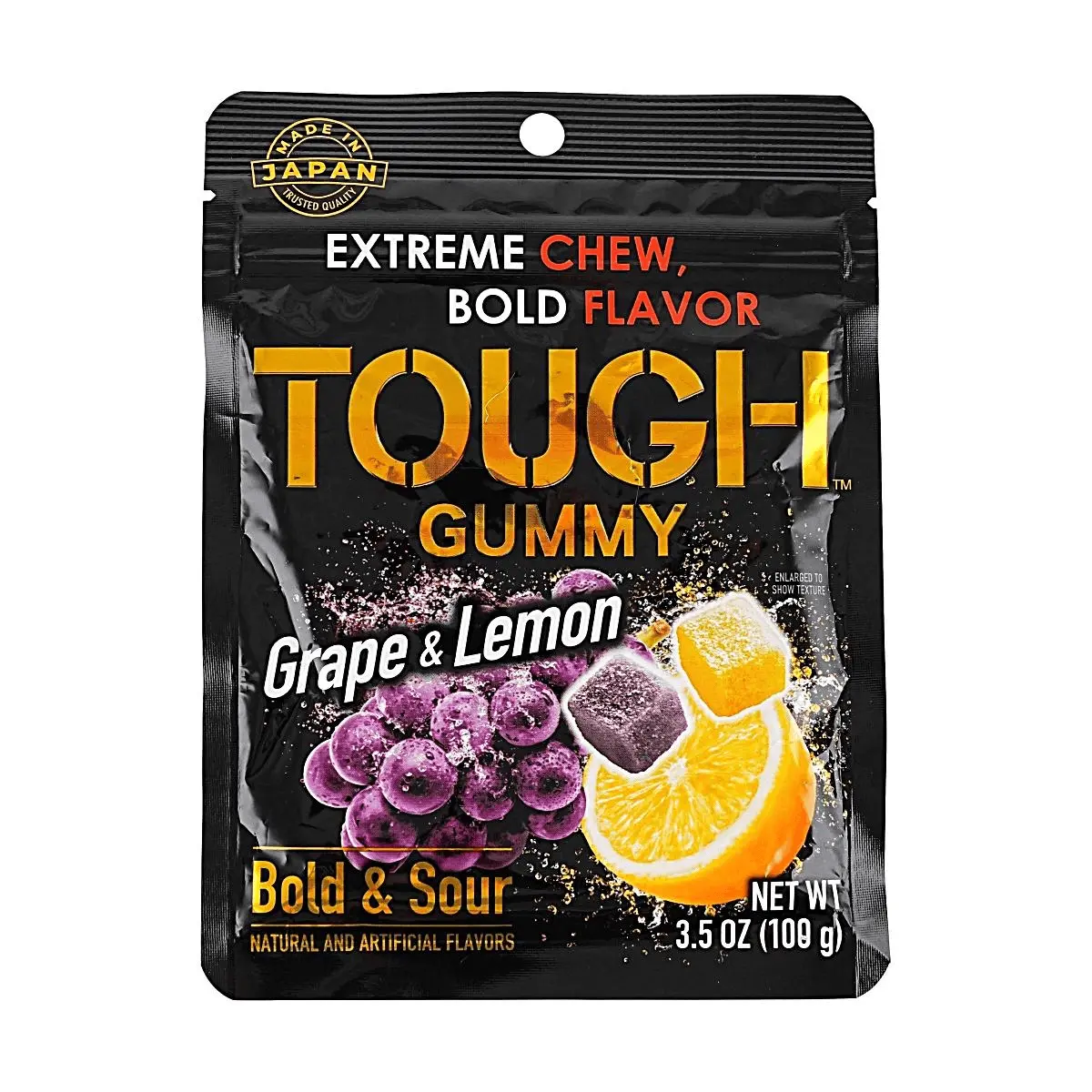 Kabaya Tough Gummy Grape Lemon 100g - Japanese Sour & Chewy Fruit Candy for Adults