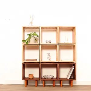 Modular pegboard cube shelving system — customizable, stackable wooden storage organizer — tool-free DIY accent table or large bookshelf set