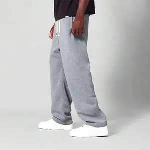 Men's knitting Solid Color Drawstring Waist Loose Fit Straight Leg Pants, Versatile Casual Joggers, Fleece-lined Sweatpants, Suitable For Daily Commute Wear, Sports Training,Outdoor Hiking, Going Out Trousers, Gift For Boyfriends, For Spring/Autumn/Winter