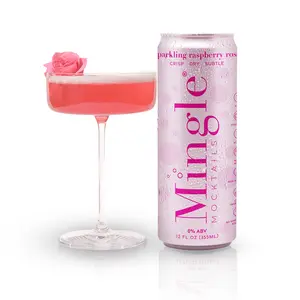 Mingle Sparkling Raspberry Rosé Mocktail - 12 FL OZ (355 mL) - Crisp & Dry Subtle Drink - Refreshing Rosé Cocktail Beverage Light