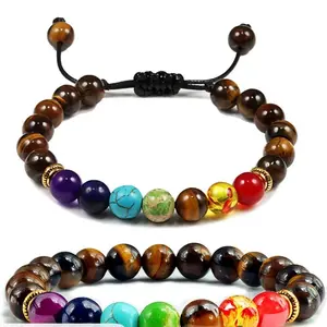 7 Chakra Lava Bracelet and Orgone Pendant Necklace with Adjustable Cord Healing Set – Chakra Jewelry Set for Women & Men for Spiritual Healing