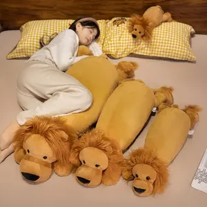 Giant 40-110cm Fluffy Lion Plush Toys Sleeping Pillow Cute Animal Stuffed Wild Animal Lion Dolls Floor Mat Girls Birthday Gift