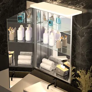 Luxury Aesthetic Bathroom Mirror Cabinet - Rustproof Aluminum Frame, HD Explosion-Proof Glass, Gesture Control Function