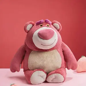 Disney Series Giant Plush Toy Pixar Strawberry Bear & Stitch Series No.24 Basic Sitting Plush Classic Adorable Soft Stuffed Toys Perfect Special Holiday Gift for Fans of Strawberry Bear & Stitch