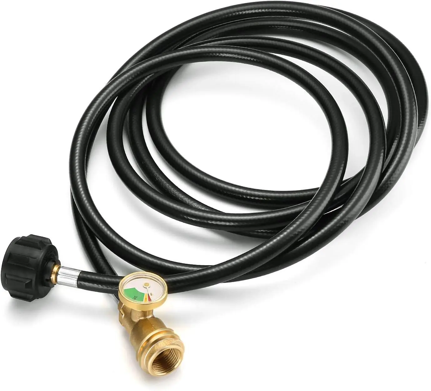 WADEO 12 FT Propane Extension Hose with Gauge, Leak Detector Replacement Propane Hose for Propane Tank, Portable Grill, BBQ Grill, Heater and Most Propane Appliances, Acme to Male QCC/POL Fittings
