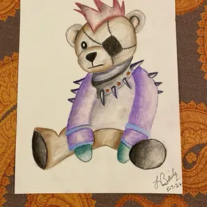 Colored charcoal, bear 8  x 10