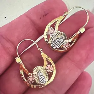18k Gold Filled Virgin Guadalupe/Virgin Mary Basket Earrings