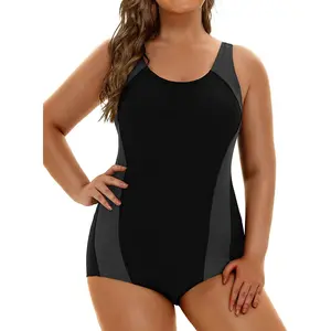 Aqua Eve Plus Size Swimsuits Athletic One Piece Bathing Suit for Women Tummy Control Slimming Swimwear