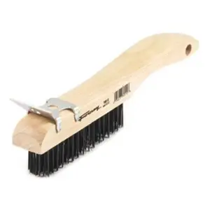 Forney Industries Inc 70512 Wire Scratch Brush With Scraper- Steel & Wood Shoe Handle
