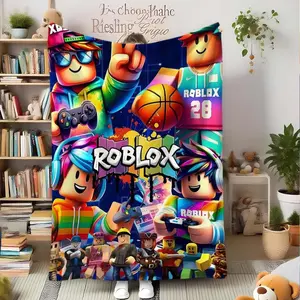 Roblox Block Man Flannel Blanket Premium Thick Plush Material Ultra Soft All Season Comfort Perfect For Home Office Travel Camping Room Decor Durable Construction Ensures Long Lasting Coziness Machine Washable Easy Care warm nap child