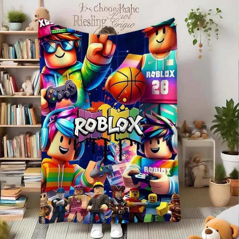 Roblox Block Man Flannel Blanket Premium Thick Plush Material Ultra Soft All Season Comfort Perfect For Home Office Travel Camping Room Decor Durable Construction Ensures Long Lasting Coziness Machine Washable Easy Care warm nap child