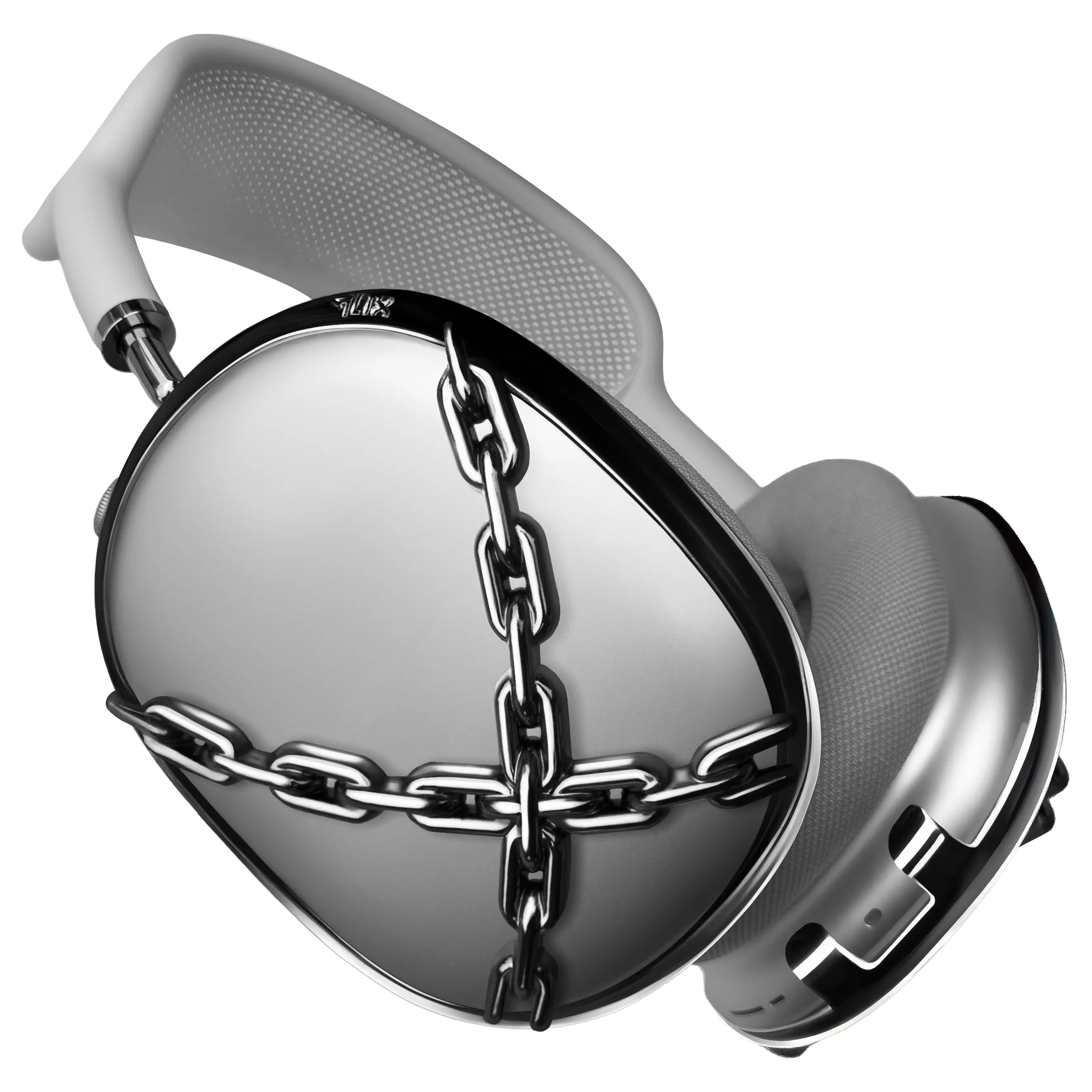 qlix Silver Chains Frames for AirPods Max 1 & 2, Durable Lightweight Protective Headphone Case/Cover