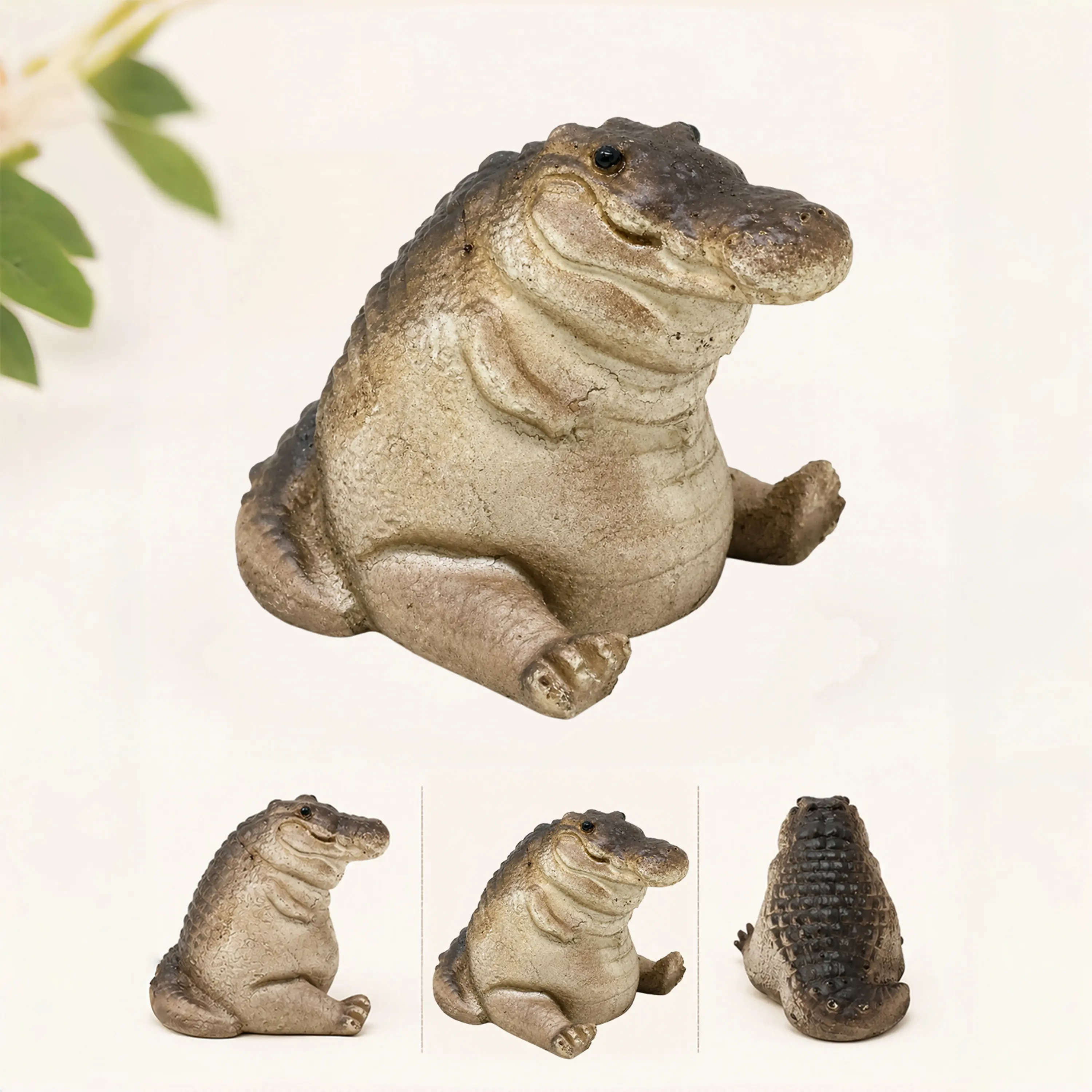 Mini Alligator Figurine Resin Crocodile Statue Tea Pet Animal Ornament Cute Reptile Desk Decor Small Sculpture for Office Table Shelf Home Decoration Unique Gift for Animal Lovers
