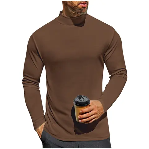 Coofandy Men's Mock Turtleneck Shirts Long Sleeve Basic Turtle Neck Undershirt Lightweight Thermal Pullover Sweater Classic Fashion Menswear Casual