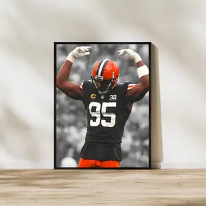 Myles Garrett Art Print Cleveland Browns  Poster, Football Wall Decor Sports Fan Gift, for Sports Fans & Home Office Display, Poster Football Gifts - Unframed