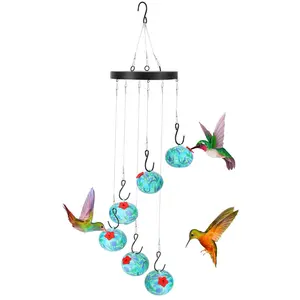 Wind Chimes Humming Bird Feeder Ant and Bee Proof Outdoor Hanging Hummingbird Feeder For Viewing Decoration For Garden Patio Yard Balcony whimsical home decor