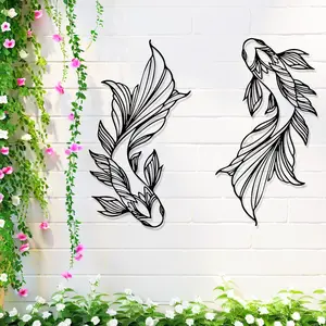 Koi Fish Pattern Wall Art, 1 Count Modern Artistic Minimalist Metal Wall Decor, Wall Hanging Decor for Home Living Room Bedroom Study Room, Ornaments, Decoration