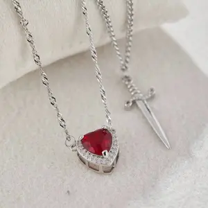 2pcs Heart with Knife Necklace for Valentines Day , Gift for Lovers , Gift for Gift friend, Valentines Day 2026