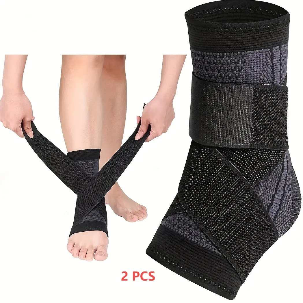 Copper-Infused Ankle Support Braces (2-Pack), Adjustable Pull-On Nylon Sleeves Providing Protective Compression for Plantar Fasciitis Relief, Ankle Protective Compression, Arch Support, Light Compression Protective Gear