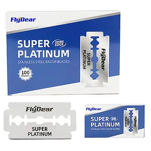 Fei Di Super Platinum Stainless Steel Razor Blades, 10 Packs (100 Pieces), Dual Edge Safety Razors, Smooth Shaving Experience