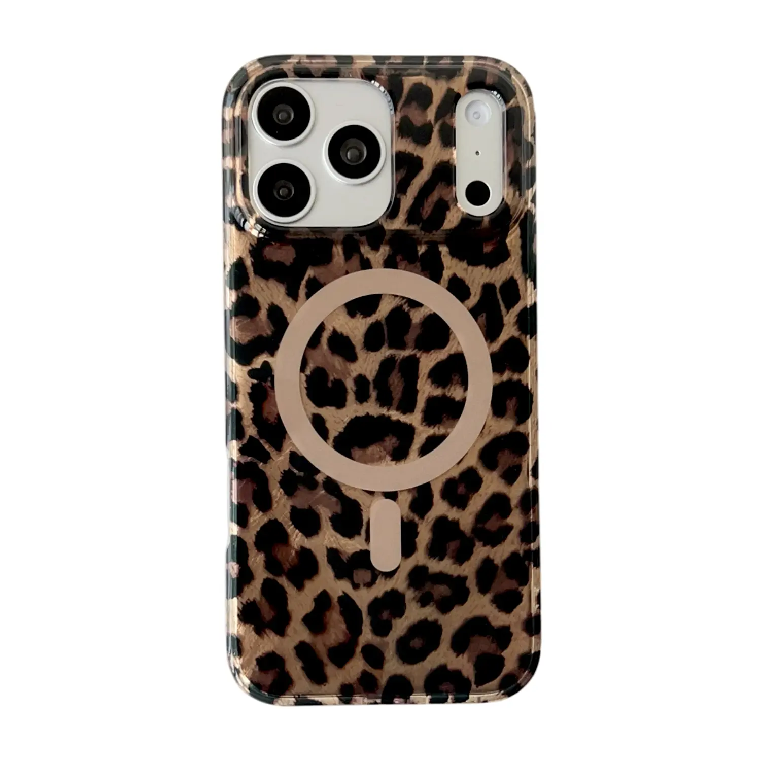 For iPhone 17 16 15 14 13 12 Pro Max Magnetic Case Leopard Cheetah Print Leopard Aesthetic Bling Case Cute Clear Silicone Shockproof Protective Case