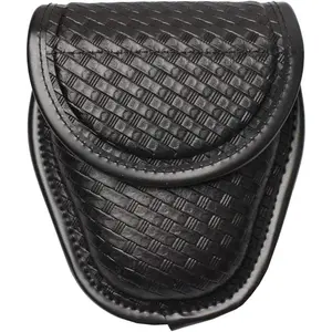 Basketweave Single Handcuff Case, Hidden Snap Handcuff Holder Pouch, Molded Single Cuff Case
