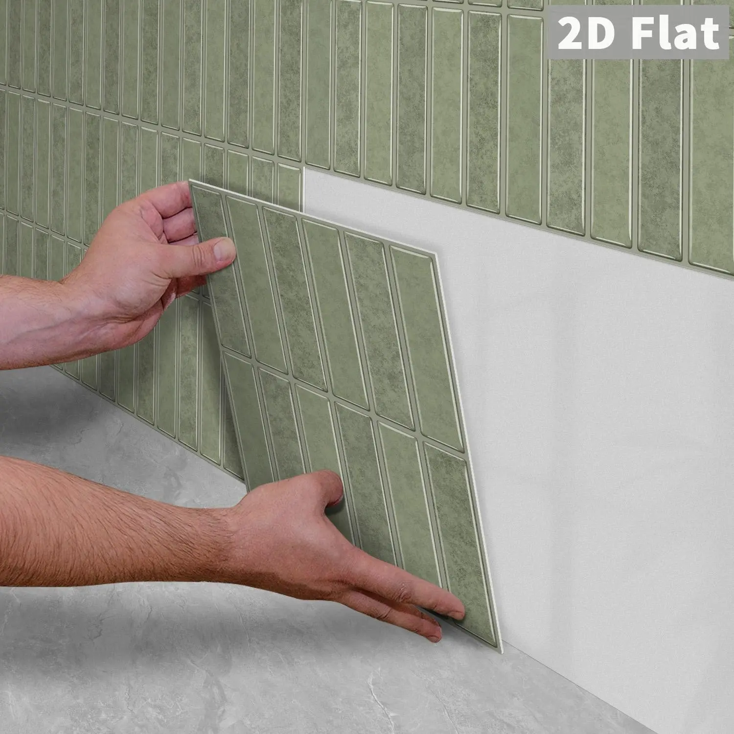 10PCS/Box Sage Green Herringbone PE Foam Decorative Tile Stickers, Tile Wall Stickers, Waterproof Shockproof Peel & Stick Tiles for Kitchen Bathroom Bedroom School Office Any Smooth Surface Home Decor, Household Decoration Supplies