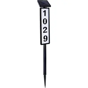 Solar Lighted House Address Numbers Sign, Solar  House Numbers Light, LED Illuminated Outdoor Address Plaque for Home Yard Garden House