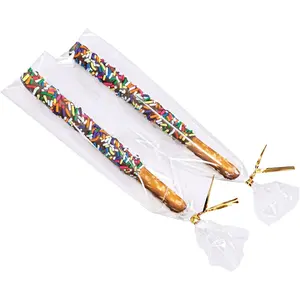 100 CT 2x10 Inch Clear Flat Cellophane  Bags with 4"  Twist Ties, Cello Packaging for Pretzel Rods, Cookies, Candies and  Wrappers