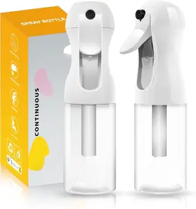 2Pcs Continuous Spray Bottle For Hair,Ultra Fine Refillable Water Mister for Hair Styling, Plants, Cleaning, Salon, Misting & Skin Care（200ml/6.8oz Clear） (200ML 2PACK) Hand Plastic