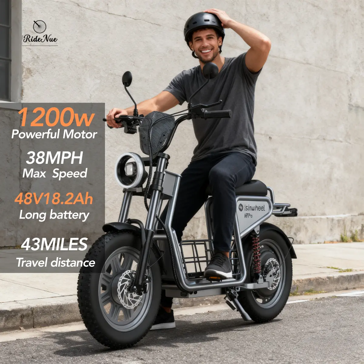 iSinwheel H7 Pro 1200W Electric Scooter with Seat for Adults, 48V 18.2Ah Battery, Up to 43 Mile Range, 38 MPH Top Speed, 16x4 All-Terrain Pneumatic Tires, Dual Hydraulic Suspension, High-End Foldable Commuter Scooter,UL 2272 Certified