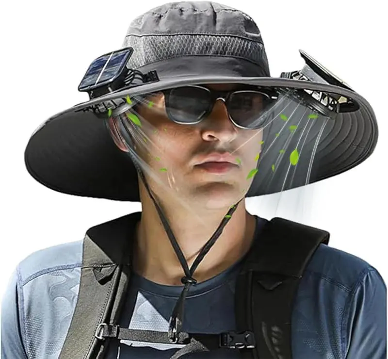Unisex Adjustable Solar-Powered Dual Cooling Fan Hat - UV Protection, Ventilating Mesh, Heat Relief, Sports & Outdoor Hats for Hiking, Fishing, Solar-Powered Fan Cap, Adjustable Fan Hat, Solar-Powered Fan Cap Sports & Outdoor Hats