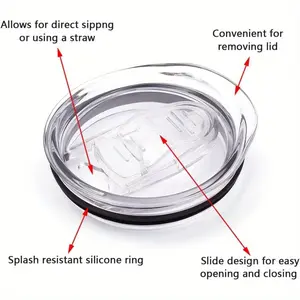 12oz Plastic Leak-Proof Cup Lid for 20oz Straight Cups, Suitable for 500cc 600cc 1000cc Thermal Mugs, Durable as Material Seal, Straw Spout Lid
