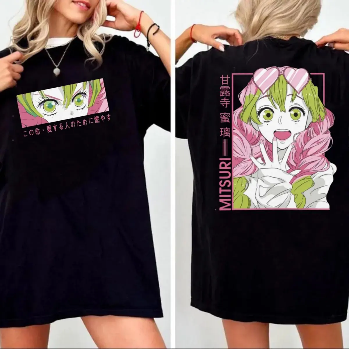 Mitsuri Kanroji T Shirt, Cute Demon Slayer Anime Tee Sweatshirt Hoodie, Gift For Otaku & Manga Fans, Unisex Sweater Pullover Tee