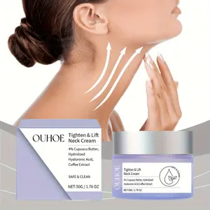 OUHOE Tighten & Lift Neck Cream, Moisturizer with Hyaluronic Acid, Vitamin E, Glycerin - Moisturizing and Nourishing for Dry Skin, Alcohol-Free, All Skin Types, Tightens Pores, Smooths Skin, Evens Skin Tone - Hydrating and Firming Cream For Women