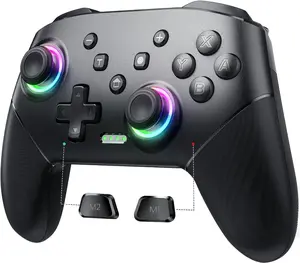Controller , Pro Controllers Compatible with  Lite/OLED/PC, One-Key Pairing Gamepad with 9-Color RGB LEDs 1000mAh  6-Axis Motion Wake Up Function