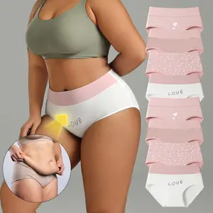 HOTCOM Women’s Seamless High-Waist Cotton Panties – Soft Cute Briefs, Breathable Basic Underwear with Butt-Lifting Fit for Jeans & Daily Wear