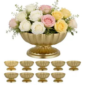 VEVOR 10 PCS Wedding Flower Vase, 4.7 in Mini Flower Table Centerpieces, Small Floral Bowl Decorative Easy Installation, Versatile Arrangement Stand for Party Events Home Decor Reception, Gold