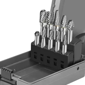 10Piece Cutting Burrs Tool Set, Carbide Burr Set, 1/4 Shank Dia Die Grinder Bits Rotary Tools Attachment Tool Kit Metal Wood Stone Steel Grinding Deburring Cutting Porting Carving
