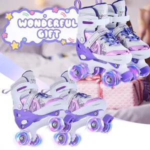 Roller Skates for Girls Boys for Kids 4 Size Adjustable Light Up