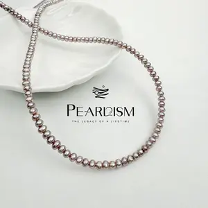 PEARLISM 3-4mm Pink-Purple Freshwater Seedless Pearl Full String 40cm Soft Girl Daily Staple Necklace for Effortlessly Pretty Looks-N21