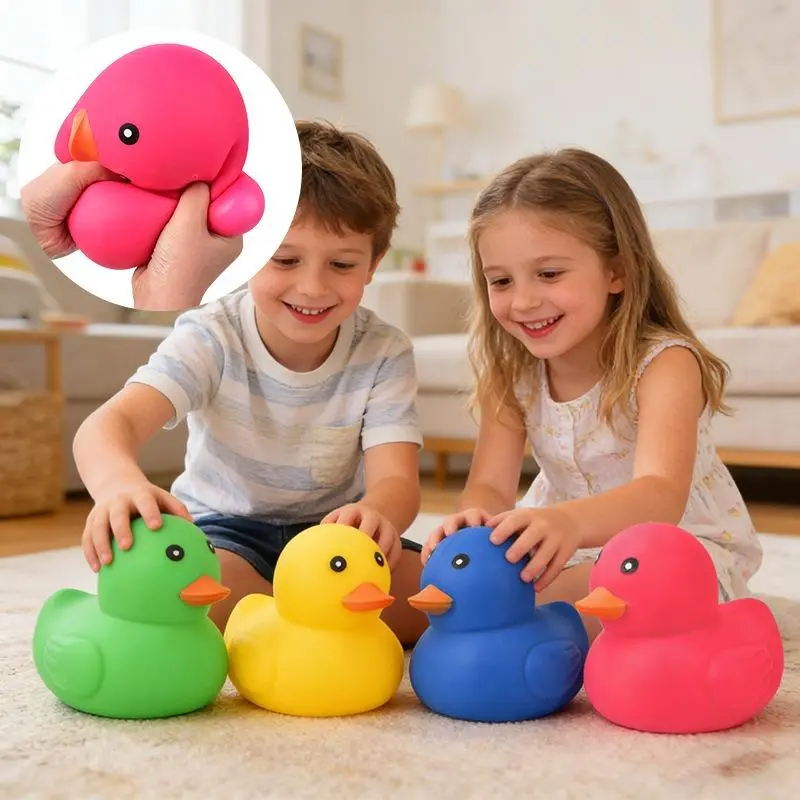 Colorful Stretchy Rubber Duck Squishy Toy, Soft TPR Slow Rising Air Filled Deformable Duck Stress Squeeze Toy, Cute Stretching Fidget Toy, Birthday Party Favor Anxiety Relief Novelty Toy for Kids Adults Party Supplies #K8U