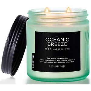 Candle Oceanic Breeze Scented, 11.6oz 70 Hour Long Lasting 2 Wick Pineapple & Mango Scent Natural Soy Candles for Home Scented, Stress Relief Gifts for Women/Men