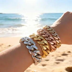 Stainless Steel Bracelet Miami Cuban Link Chain for Men Durable Stylish Design in Silver Gold Rose Gold for Casual Formal Wear