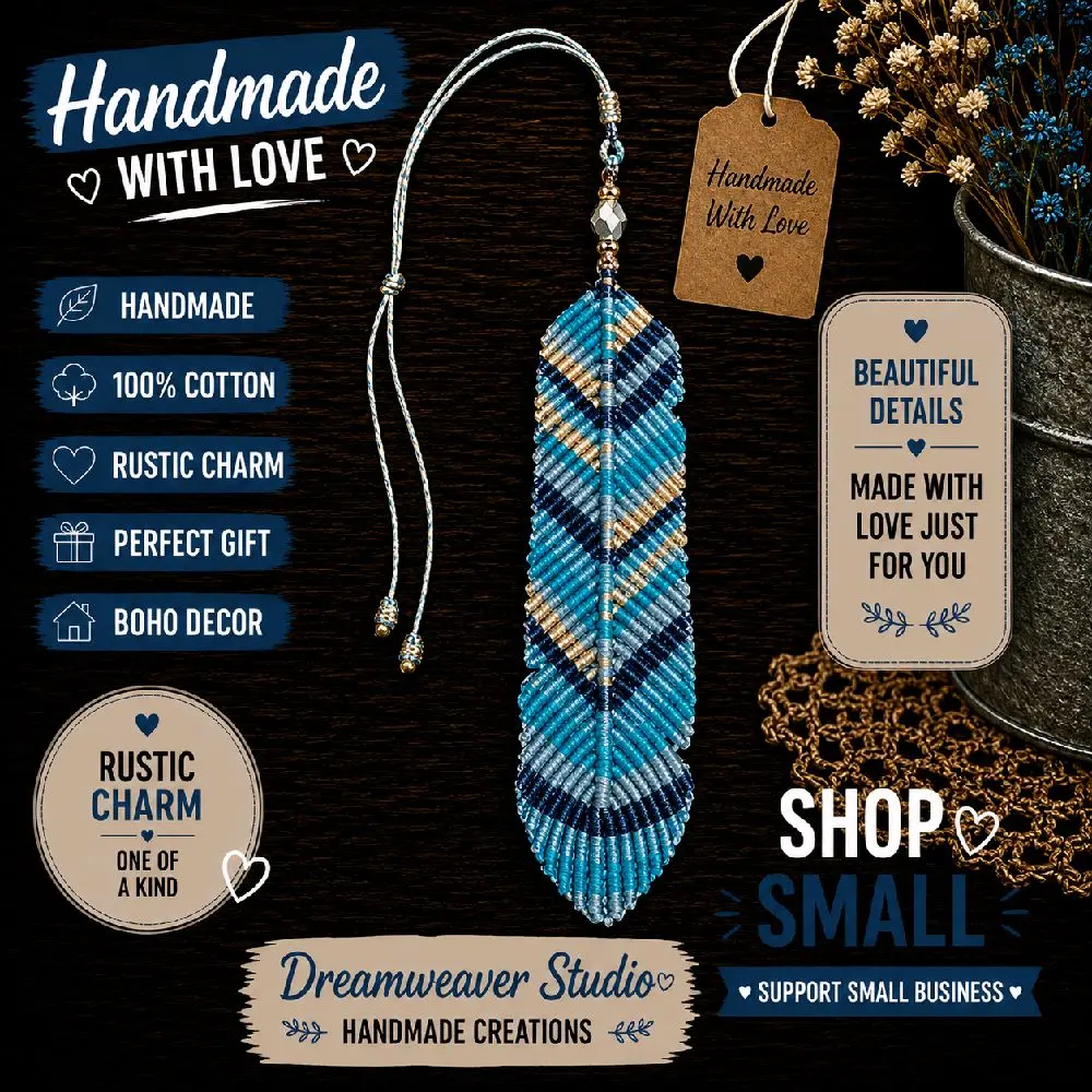 Handmade Macramé Feather Car Charm | Boho Rearview Mirror Hanging | Woven Feather Ornament | Handmade Gift | Dreamweaver Studio