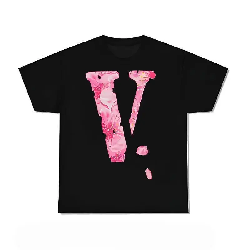 Y2k Fashion Unisex Short Sleeved T-Shirt V Letter Printed Tops men's Graphic Summer Round Neck Tee Personalized and Trendy T-shirts Loose Fit Machine Washable   good graphic tees Black Casual