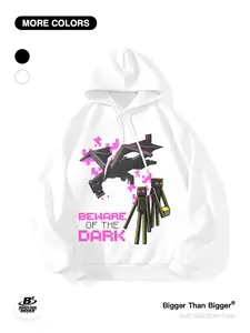 Minecraft Ender Dragon and Enderman Print Hoodie, Loose-Fit Casual Sweatshirt, Breathable Outdoor Sports Wear, Unisex Trendy Clothing