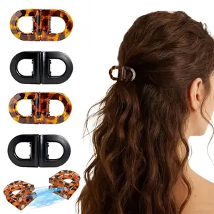 Magnetic Hair Clips, Strong Hold No-Slip Hair Barrettes, Tortoiseshell & Solid Color Oval Hair Claw Clips for Women, Half Up Hair Accessories