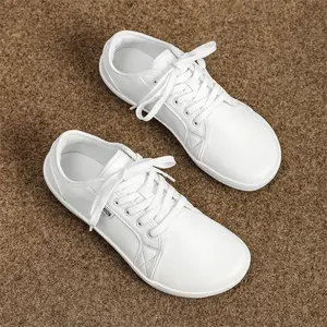 Women's unisex retro minimalist leather sports shoes, wide toe with scattered differences。Footwear Rubber Girl Walking Shoes